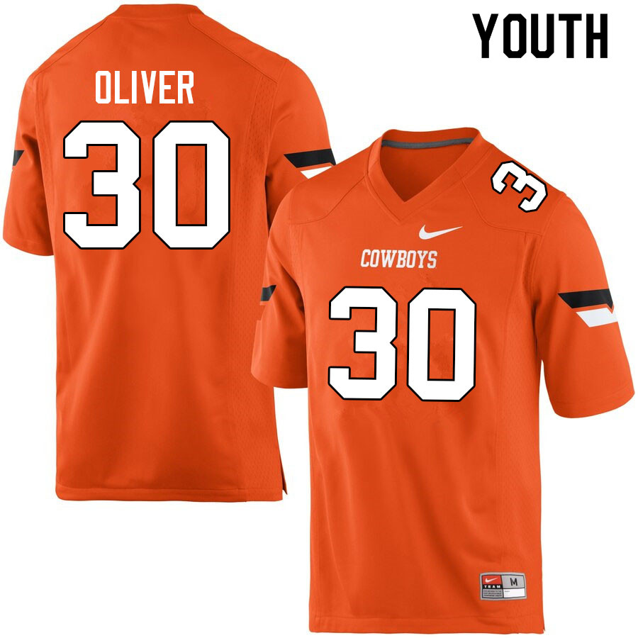 Youth #30 Collin Oliver Oklahoma State Cowboys College Football Jerseys Sale-Orange - Click Image to Close